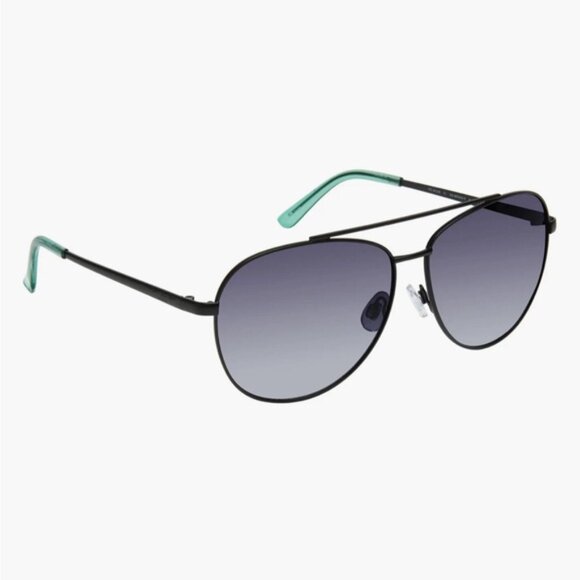 NWT KURT GEIGER LONDON 61mm Aviator Sunglasses‎ Black Crystal Green/ Smoke - Picture 3 of 4